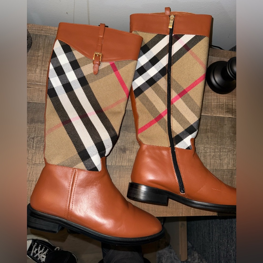 Burberry Brown and Tan Plaid Women's Boots - Picture 2 of 6